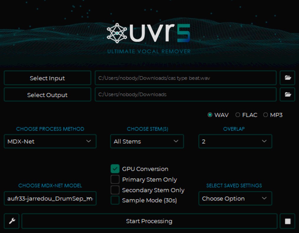 How split and separate stems with UVR5